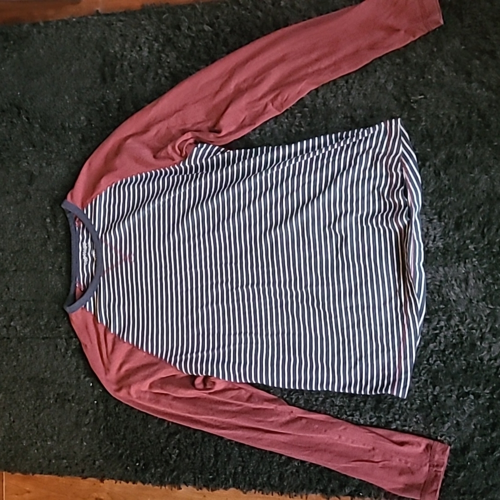 Medium blue and white striped long sleeve Old Navy shirt